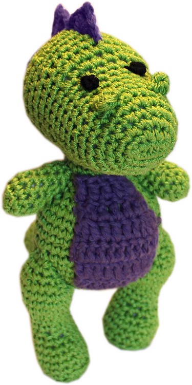 Knit Knacks Dex the T-Rex Organic Cotton Small Dog Toy